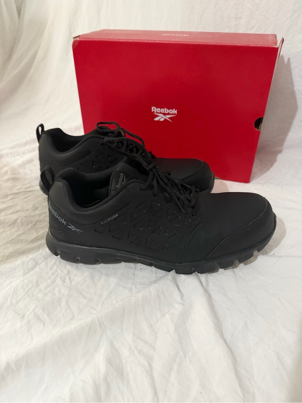 black Reebok Work Sublite Cushion Exofuse athletic safety men’s size 10.5